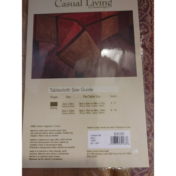 Newbridge Casual Living Jacquard Harvest Block Fabric Tablecloth - Picture 2 of 4